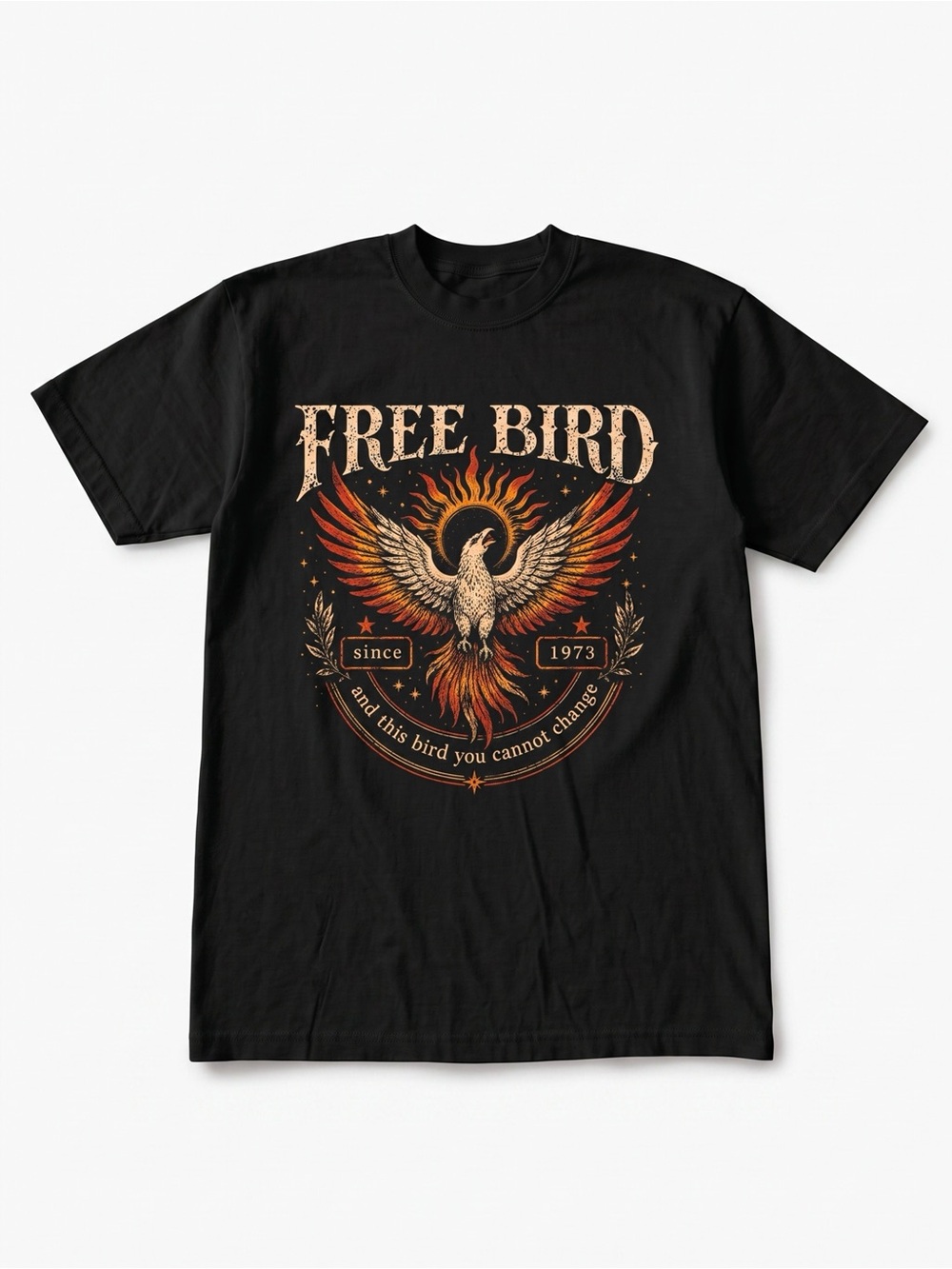 Free Bird Unisex Graphic Tee 70s Southern Rock Eagle Black
